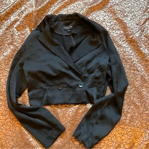 Love Tree Black Satin Blazer